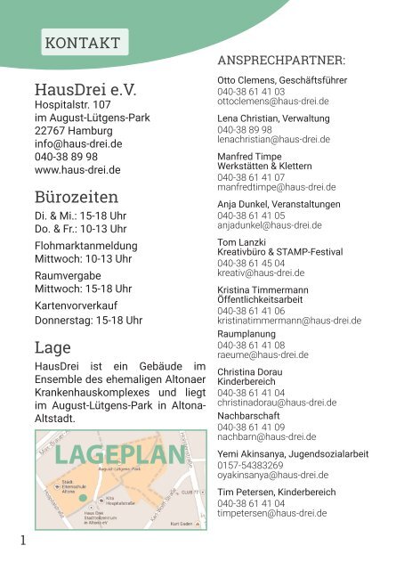 HausDrei Programm August/ September 2018