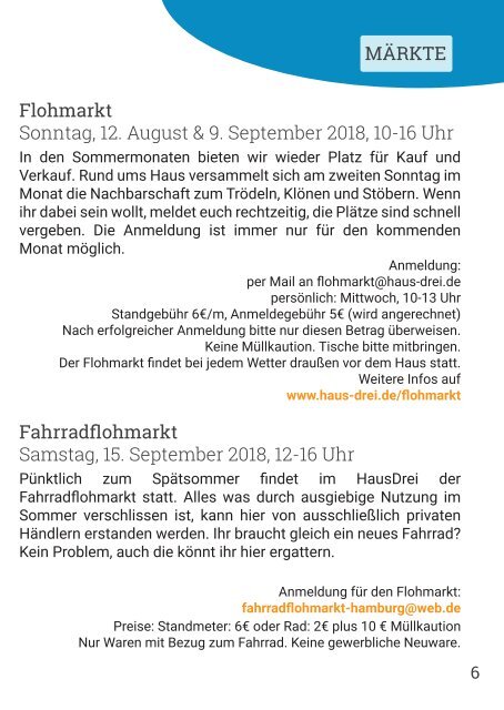 HausDrei Programm August/ September 2018