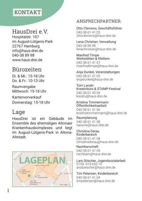 HausDrei Programm Dezember 2018/ Januar 2019