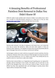4 Amazing Benefits of Professional Paintless Dent Removal in Dallas You Didn’t Know Of
