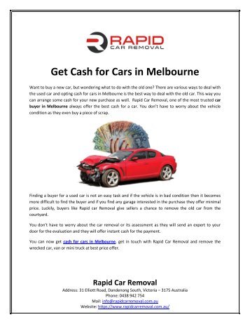 Get Cash for Cars in Melbourne