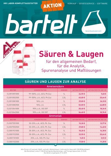 Bartelt-Chemie-Jahresaktion 2019: Säuren und Laugen