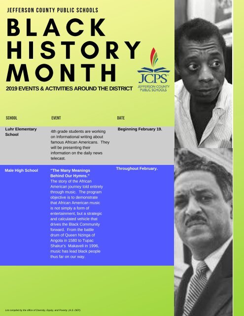 JCPS Black History Month Events