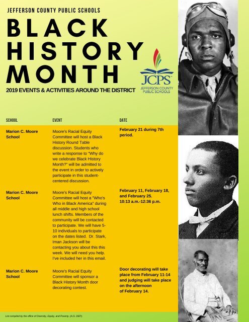 JCPS Black History Month Events