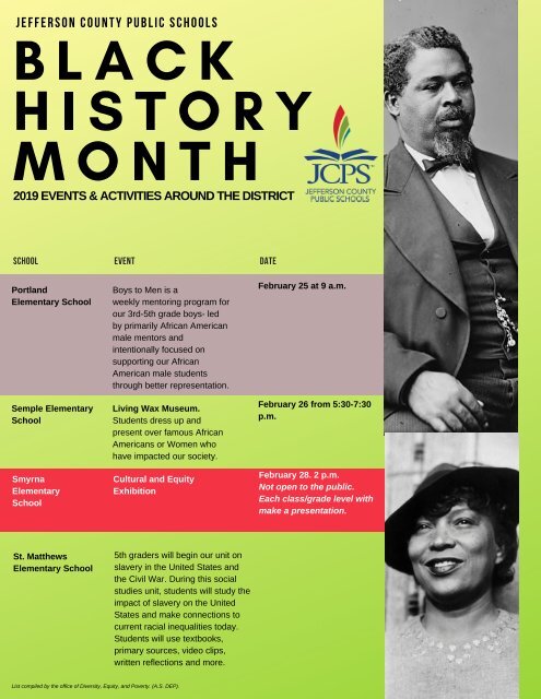 JCPS Black History Month Events