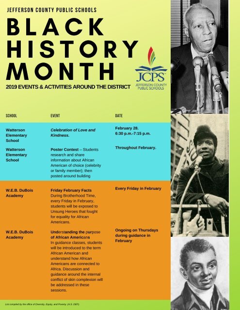 JCPS Black History Month Events