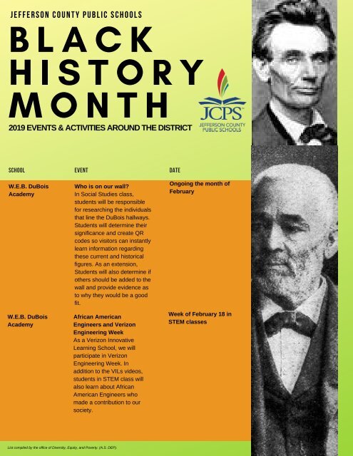 JCPS Black History Month Events