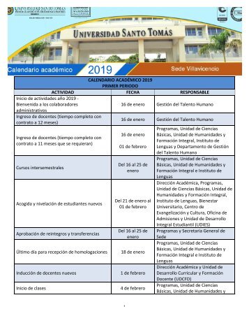 CALENDARIO ACADEMICO 2019 C