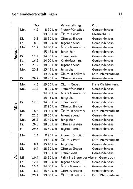 Gemeindebrief evangelische Gemeinde Kronach Februar - April 2019