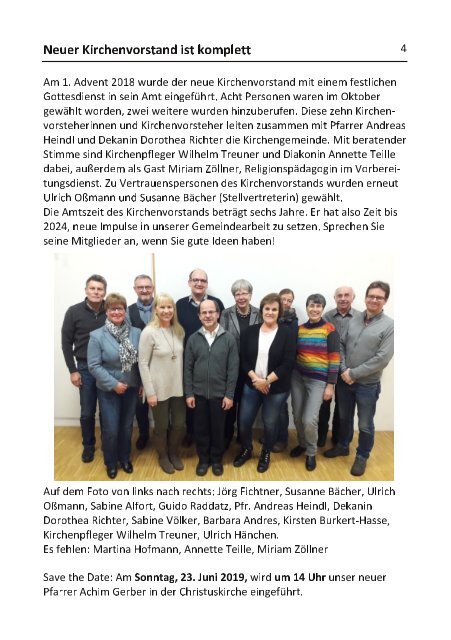 Gemeindebrief evangelische Gemeinde Kronach Februar - April 2019