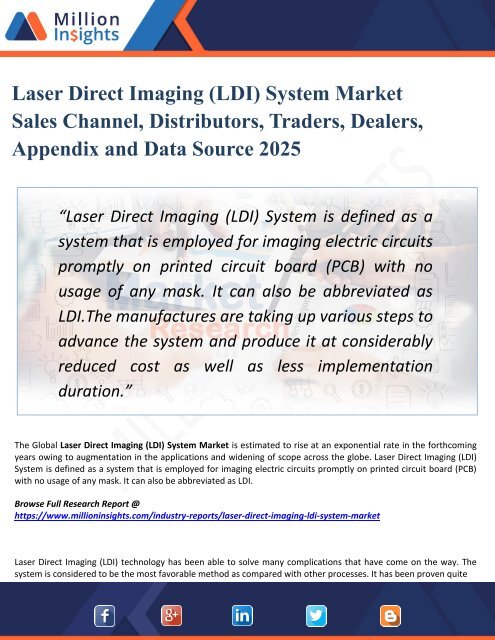 Laser Direct Imaging (LDI) System Market Size, Drivers, Opportunities, Top Companies, Trends, Challenges, & Forecast 2025