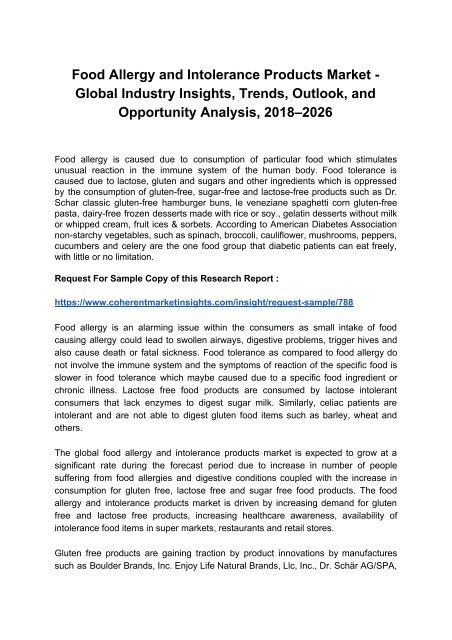 Food Allergy And Intolerance Products Market