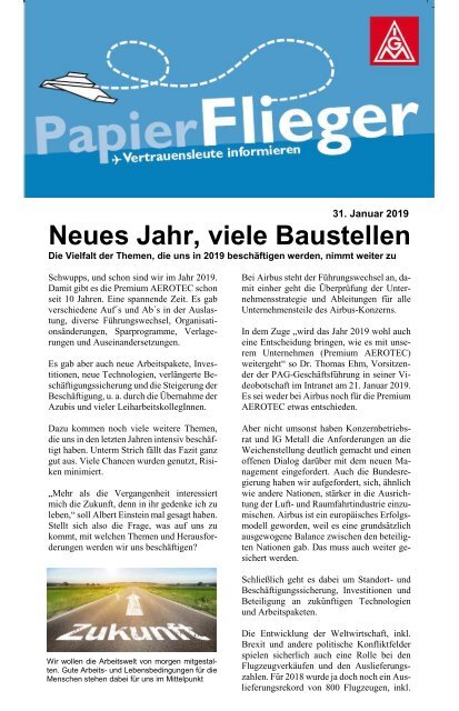 Papierflieger Januar 2019