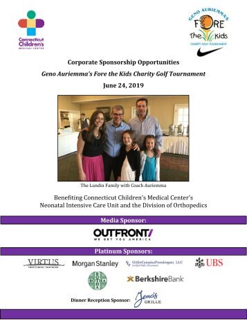 2019 Geno Auriemma Charity Golf Tournament Sponsorship Booklet