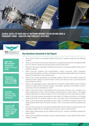 Satellite M2M and IoT Network Market Study, 2018-2023