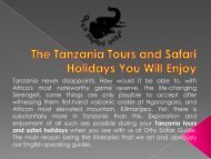 The Tanzania Tours and Safari Holidays You Will Enjoy