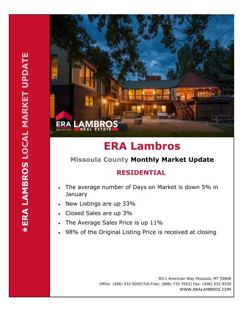 Missoula Residential Market Update - January 2019