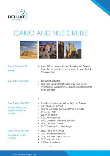 Ancient Egypt tours Cairo and Nile Cruise