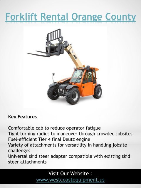 Boom Lift Rental San Bernardino|westcoastequipment.us|1-9512562040