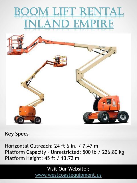 Boom Lift Rental San Bernardino|westcoastequipment.us|1-9512562040