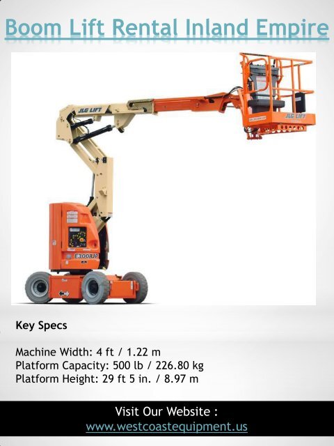 Boom Lift Rental San Bernardino|westcoastequipment.us|1-9512562040