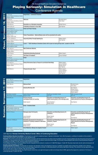 Simulation in Healthcare Conference Agenda - Johnson County ...