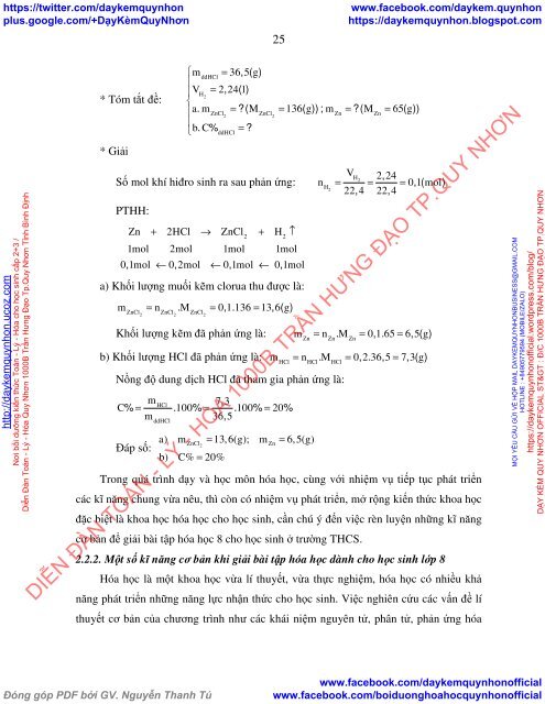 Rèn luyện kĩ năng cơ bản để giải bài tập Hóa học 8 cho học sinh ở trường THCS