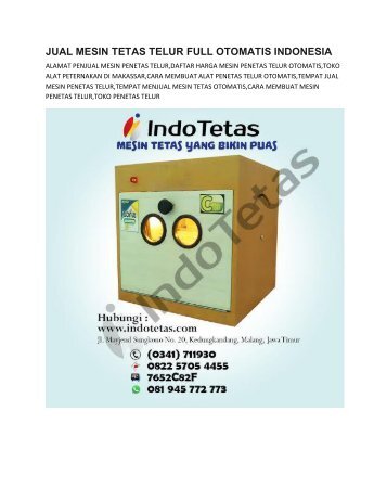 HARGA MESIN PENETAS TELUR DI MAKASSAR