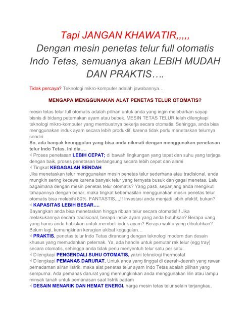 HARGA MESIN PENETAS TELUR DI MAKASSAR