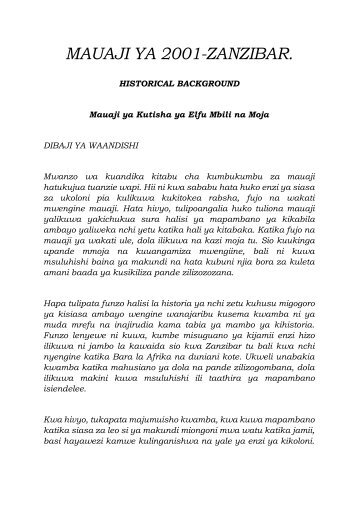 MAUAJI YA KUTISHA MWAKA 2001 KUFUATIA UCHAGUZI MKUU WA ZANZIBAR 