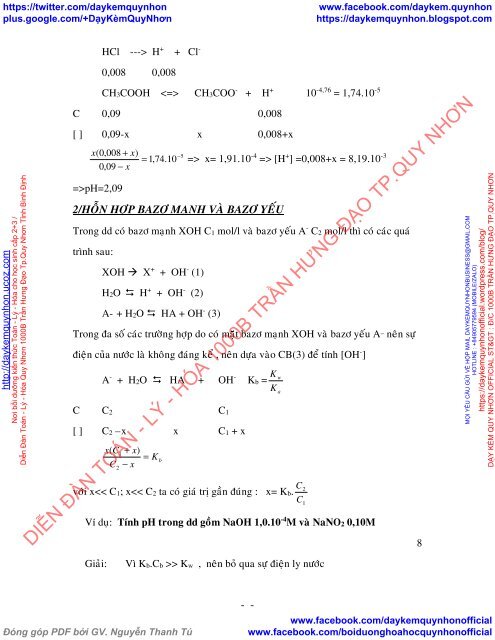 MỘT SỐ VẤN ĐỀ VỀ pH CỦA DUNG DỊCH DÙNG TRONG VIỆC BỒI DƯỠNG HỌC SINH GIỎI MÔN HÓA HỌC TRUNG HỌC PHỔ THÔNG