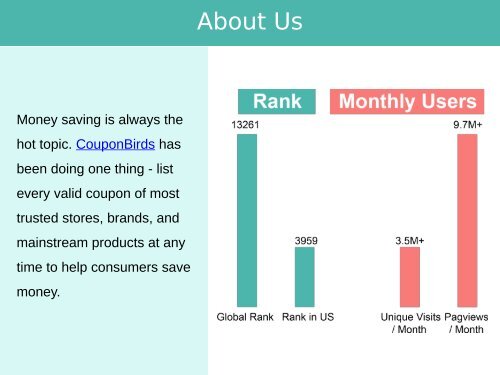 CouponBirds 2019 Media Kit