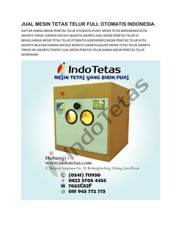 HARGA MESIN PENETAS TELUR OTOMATIS JAKARTA