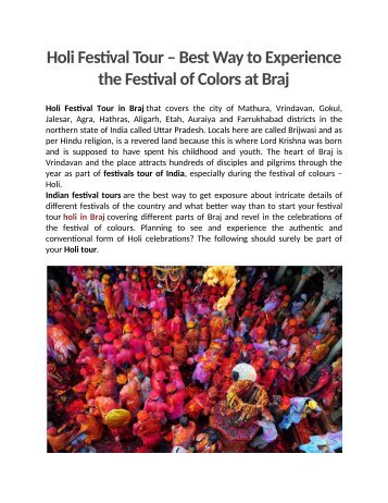 Holi Festival Tour The Best Way to Experience the Festival of Colors at Braj