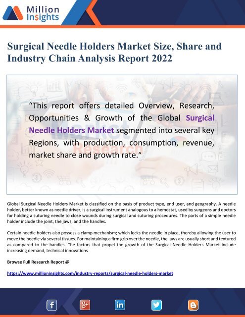 Surgical Needle Holders Market Size, Share and Industry Chain Analysis Report 2022