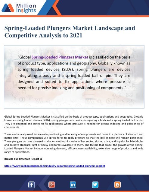 Spring-Loaded Plungers Market Landscape and Competitive Analysis to 2021