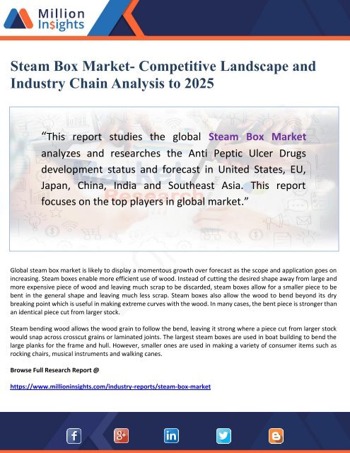 Steam Box Market- Competitive Landscape and Industry Chain Analysis to 2025