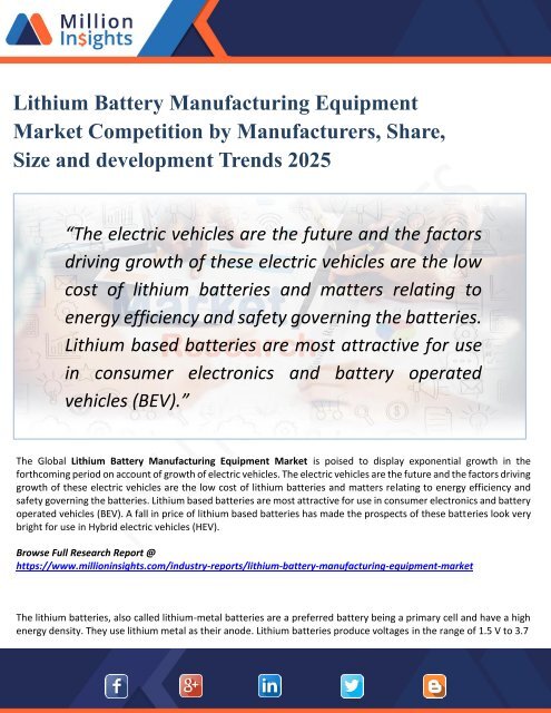 Lithium Battery Manufacturing Equipment Market Manufacturers, Suppliers and Top Key Players Analysis up to 2018-2025 Forecast