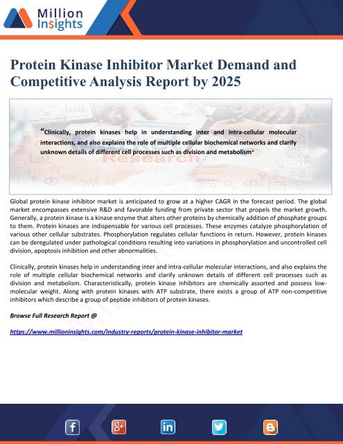 Protein Kinase Inhibitor Market Demand and Competitive Analysis Report by 2025