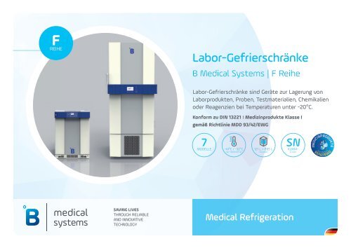 B Medical Systems Labor-Kühlschränke F Reihe