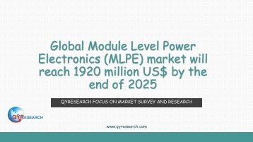 Global Module Level Power Electronics (MLPE) market will reach 1920 million US$ by the end of 2025