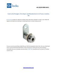 Cam Locks Designer, Developer and Manufacturers in France, London, UK