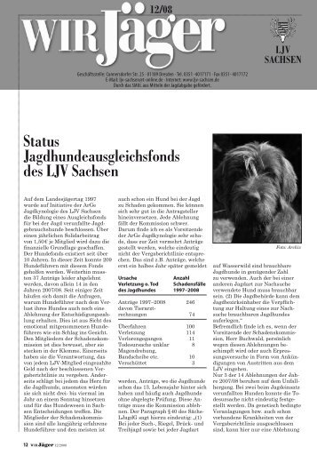 Status Jagdhundeausgleichsfonds des LJV Sachsen