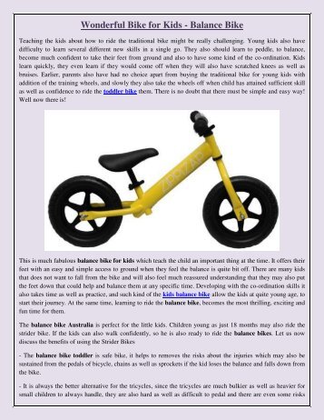 Wonderful Bike for Kids - Balance Bike
