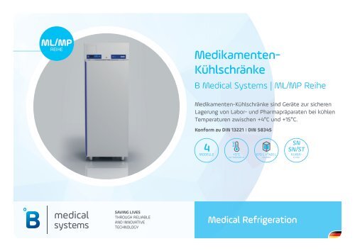 B Medical Systems Medikamenten-Kühlschränke ML-MP Reihe