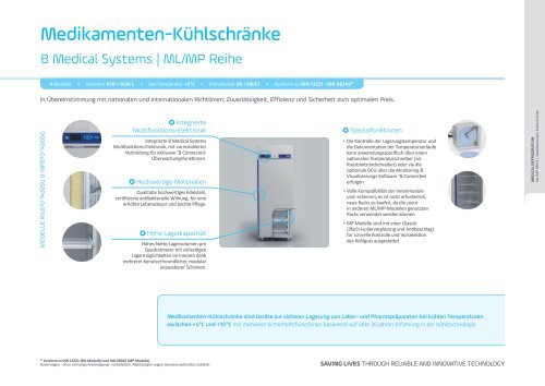 B Medical Systems Medikamenten-Kühlschränke ML-MP Reihe