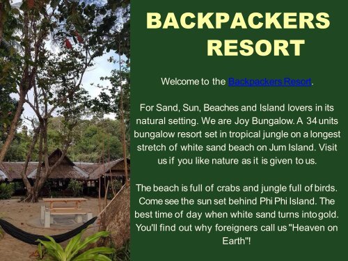 Thailand Backpackers Resort