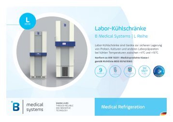 B Medical Systems Labor-Kühlschränke L Reihe