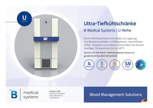 B Medical Systems Ultra-Tiefkühlschränke U Reihe