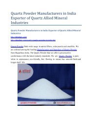 Quartz Powder Manufacturers in India Exporter of Quartz Allied Mineral Industries